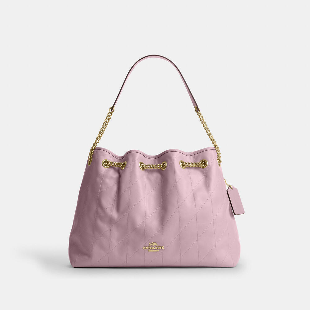 Coach Evelyn Shoulder Bag With Quilting In Pink - Picture 2 of 16